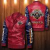 NRL Wests Tigers Red Navy Blue Leather Bomber Jacket