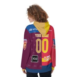 AFL 2 Teams Custom Name Number Half Guernsey Pullover Hoodie - Image 4
