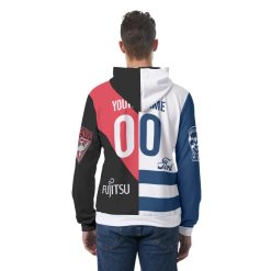 AFL 2 Teams Custom Name Number Half Guernsey Pullover Hoodie - Image 8
