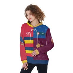 AFL 2 Teams Custom Name Number Half Guernsey Pullover Hoodie - Image 3