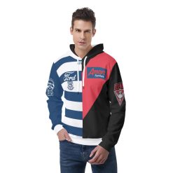 AFL 2 Teams Custom Name Number Half Guernsey Pullover Hoodie - Image 7
