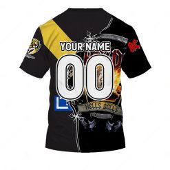 Alternative view of AFL Richmond Tigers AC/DC Mix Custom Name Number 2023 Home Guernsey T-Shirt