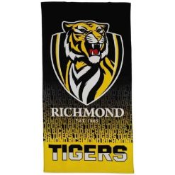 Alternative view of AFL Richmond Tigers Black Yellow EST 1885 Beach Towel