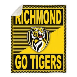 AFL Richmond Tigers Black Yellow Fleece Blanket V5
