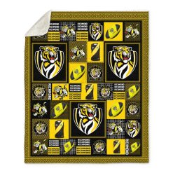 AFL Richmond Tigers Black Yellow Fleece Blanket V6
