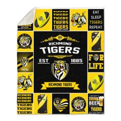 AFL Richmond Tigers Black Yellow For Life Fleece Blanket