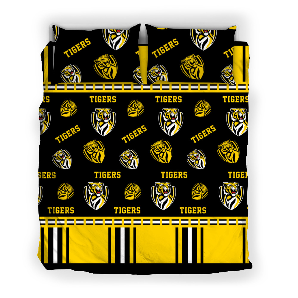 AFL Richmond Tigers Black Yellow Multi Logo Doona Cover