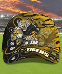 AFL Richmond Tigers Custom Name Indigenous Yellow Classic Cap