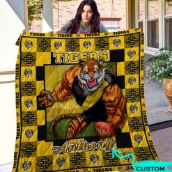 Alternative view of AFL Richmond Tigers Custom Name Mascot Quilt Blanket