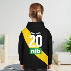 Alternative view of AFL Richmond Tigers Custom Name Number 2021 Home Guernsey Kids Pullover Hoodie
