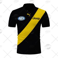 Alternative view of AFL Richmond Tigers Custom Name Number 2021 Home Guernsey Polo Shirt