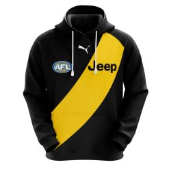 Alternative view of AFL Richmond Tigers Custom Name Number 2021 Home Guernsey Pullover Hoodie