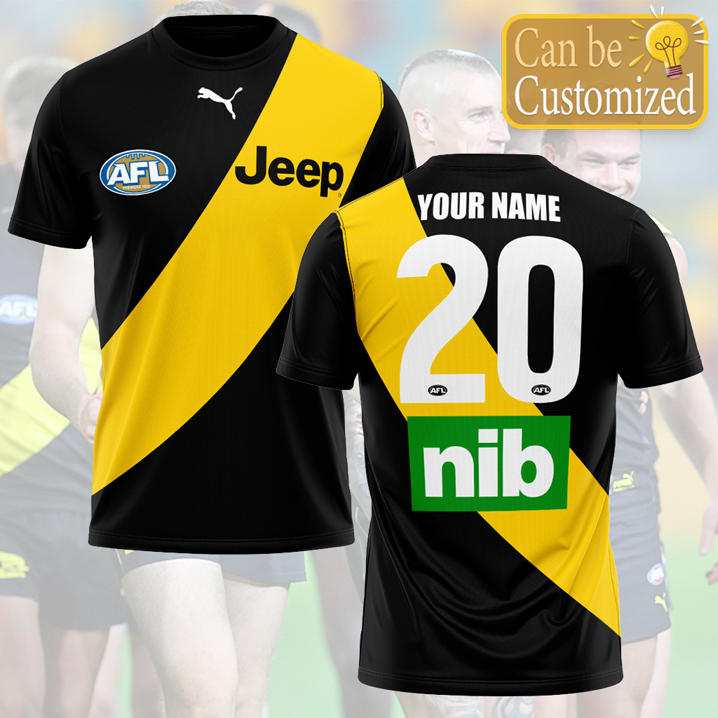 AFL Richmond Tigers Custom Name Number 2021 Home Guernsey T-Shirt