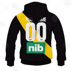 Alternative view of AFL Richmond Tigers Custom Name Number 2021 Home Guernsey Zip Up Hoodie