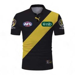 Alternative view of AFL Richmond Tigers Custom Name Number 2023 Home Guernsey Polo Shirt