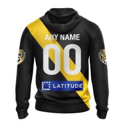 Alternative view of AFL Richmond Tigers Custom Name Number 2023 Home Guernsey Zip Up Hoodie