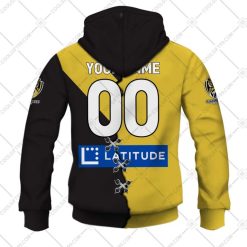 Alternative view of AFL Richmond Tigers Custom Name Number 2023 Mix Guernsey V2 Zip Up Hoodie