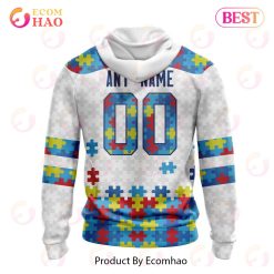 Alternative view of AFL Richmond Tigers Custom Name Number Autism Awareness Pullover Hoodie