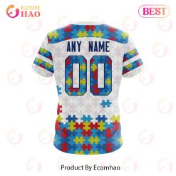 Alternative view of AFL Richmond Tigers Custom Name Number Autism Awareness T-Shirt