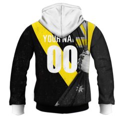 Alternative view of AFL Richmond Tigers Custom Name Number Black Flag Pullover Hoodie