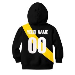 Alternative view of AFL Richmond Tigers Custom Name Number Guernsey 2020 Kids Zip Up Hoodie