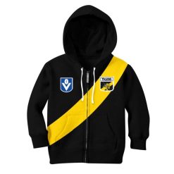 AFL Richmond Tigers Custom Name Number Vintage Retro Guernsey 90s Kids Zip Up Hoodie