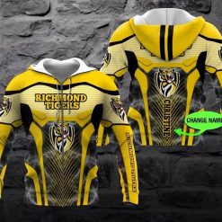 AFL Richmond Tigers Custom Name Yellow Zip Up Hoodie