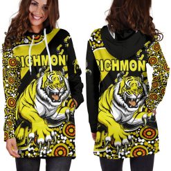 Alternative view of AFL Richmond Tigers Indigenous Yellow Black Women Hoodie Dress