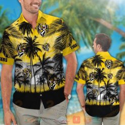 Alternative view of AFL Richmond Tigers Palm Tree Sunrise Hawaiian Shirt