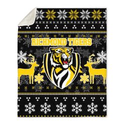 AFL Richmond Tigers Ugly Christmas Fleece Blanket