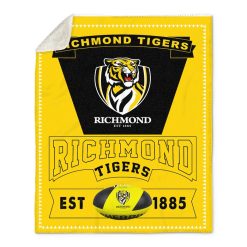 AFL Richmond Tigers Yellow Black Est 1885 Fleece Blanket