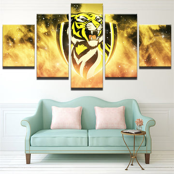 AFL Richmond Tigers Yellow Flame 5 Panel Canvas