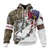 NFL Arizona Cardinals Custom Name Number Fishing With Flag Of USA Zip Up Hoodie