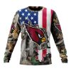 NFL Arizona Cardinals Custom Name Number USA Flag Camo Realtree Sweatshirt