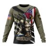 NFL Arizona Cardinals Custom Name Number Veterans Kneeling Soldier Sweatshirt