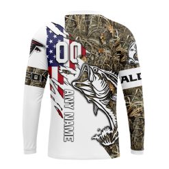 Alternative view of NFL Atlanta Falcons Custom Name Number Fishing With Flag Of The USA Sweatshirt