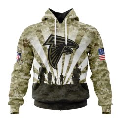 NFL Atlanta Falcons Custom Name Number Honor Veterans And Families Pullover Hoodie