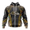 NFL Baltimore Ravens Custom Name Number Camo Hunting Zip Up Hoodie