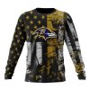 NFL Baltimore Ravens Custom Name Number Classic Grunge American Flag Sweatshirt