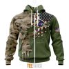 NFL Baltimore Ravens Custom Name Number Green Camo US Military Zip Up Hoodie