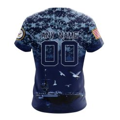 Alternative view of NFL Baltimore Ravens Custom Name Number Honor US Navy Veterans T-Shirt