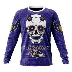 NFL Baltimore Ravens Custom Name Number Kits For Dia De Muertos Sweatshirt