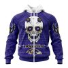 NFL Baltimore Ravens Custom Name Number Kits For Dia De Muertos Zip Up Hoodie