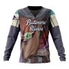 NFL Baltimore Ravens Custom Name Number Mandalorian And Baby Yoda Sweatshirt