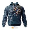 NFL Baltimore Ravens Custom Name Number Navy Skull Camo Veteran Pullover Hoodie
