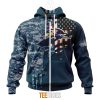 NFL Baltimore Ravens Custom Name Number Navy Skull Camo Veteran Zip Up Hoodie