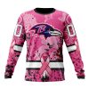 NFL Baltimore Ravens Custom Name Number Pink Breast Cancer Sweatshirt