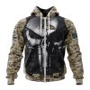 NFL Baltimore Ravens Custom Name Number Skull Camo Veteran Kits Zip Up Hoodie