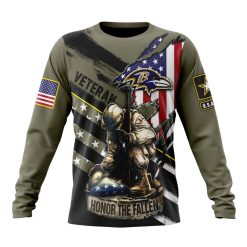 NFL Baltimore Ravens Custom Name Number Veterans Kneeling Soldier Sweatshirt