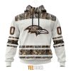 NFL Baltimore Ravens Custom Name Number White Camo Hunting Pullover Hoodie